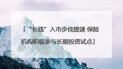 “长钱”入市步伐提速 保险机构积极参与长期投资试点