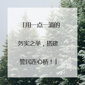 用一点一滴的务实之举，搭建警民连心桥！