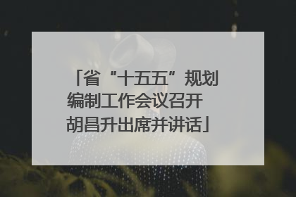 省“十五五”规划编制工作会议召开 胡昌升出席并讲话