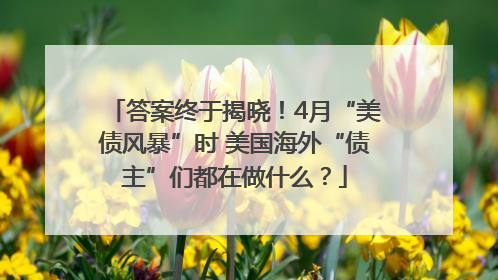 答案终于揭晓！4月“美债风暴”时 美国海外“债主”们都在做什么？