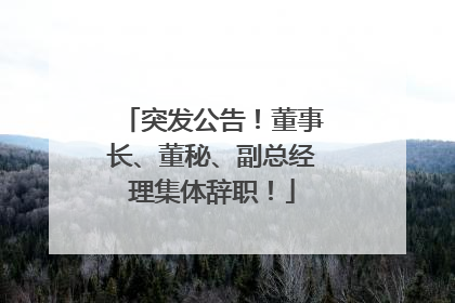突发公告！董事长、董秘、副总经理集体辞职！