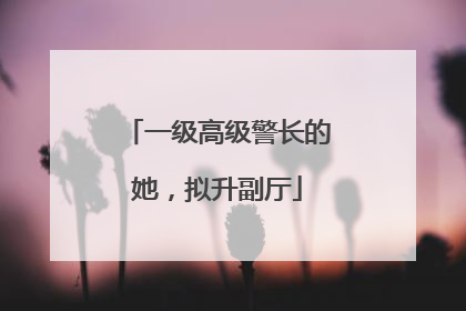 一级高级警长的她，拟升副厅