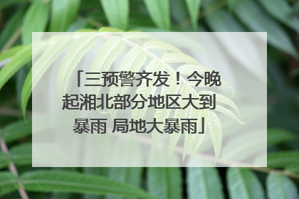 三预警齐发！今晚起湘北部分地区大到暴雨 局地大暴雨
