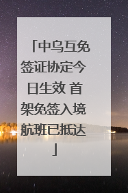 中乌互免签证协定今日生效 首架免签入境航班已抵达