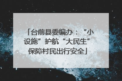 台前县委编办：“小设施”护航“大民生” 保障村民出行安全