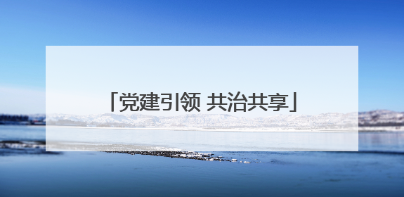 党建引领 共治共享