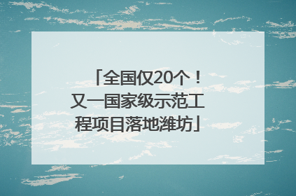 全国仅20个！又一国家级示范工程项目落地潍坊