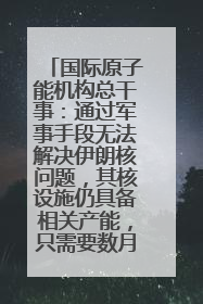 国际原子能机构总干事：通过军事手段无法解决伊朗核问题，其核设施仍具备相关产能，只需要数月就能生产出浓缩铀