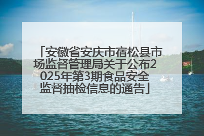 安徽省安庆市宿松县市场监督管理局关于公布2025年第3期食品安全监督抽检信息的通告