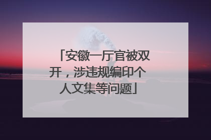 安徽一厅官被双开，涉违规编印个人文集等问题