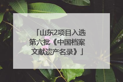 山东2项目入选第六批《中国档案文献遗产名录》