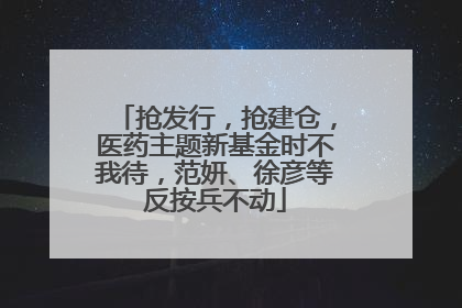 抢发行，抢建仓，医药主题新基金时不我待，范妍、徐彦等反按兵不动