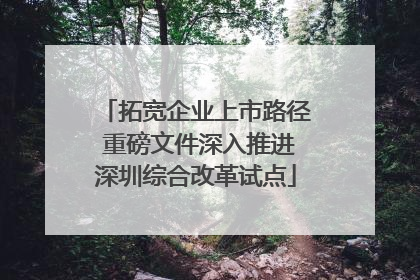 拓宽企业上市路径 重磅文件深入推进深圳综合改革试点