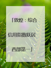 敦煌：综合信用指数跃居西部第一