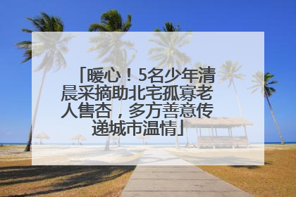 暖心！5名少年清晨采摘助北宅孤寡老人售杏，多方善意传递城市温情