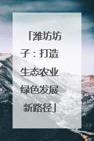 潍坊坊子：打造生态农业绿色发展新路径