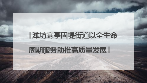 潍坊寒亭固堤街道以全生命周期服务助推高质量发展