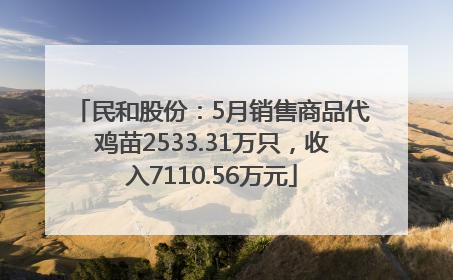 民和股份：5月销售商品代鸡苗2533.31万只，收入7110.56万元