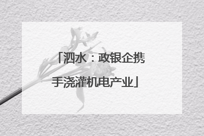 泗水：政银企携手浇灌机电产业