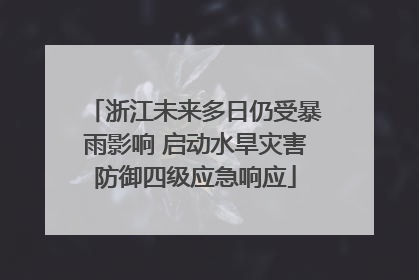 浙江未来多日仍受暴雨影响 启动水旱灾害防御四级应急响应