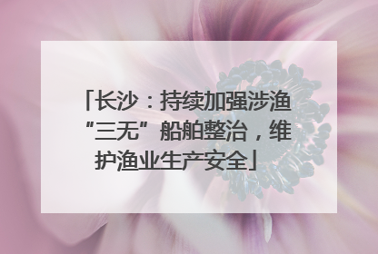 长沙：持续加强涉渔“三无”船舶整治，维护渔业生产安全