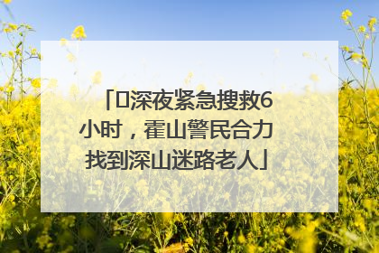﻿深夜紧急搜救6小时，霍山警民合力找到深山迷路老人