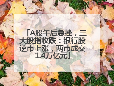 A股午后急挫，三大股指收跌：银行股逆市上涨，两市成交1.4万亿元